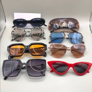 Bundle 8 trendy funky fun casual to festival sunglasses lot variety of brands.